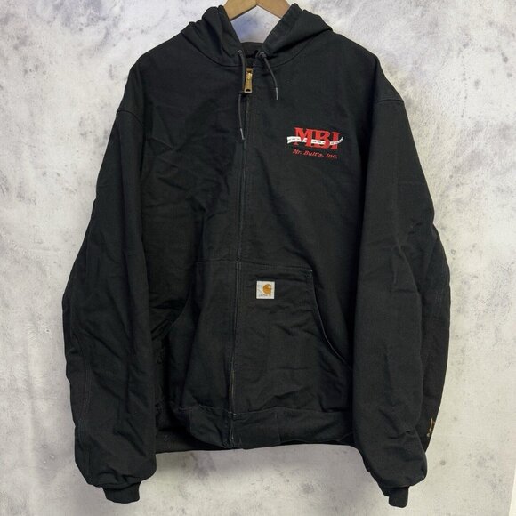 Vintage Carhartt J131 Jacket Mens XL Tall Black Full Zip Thermal Lined USA - Picture 1 of 12